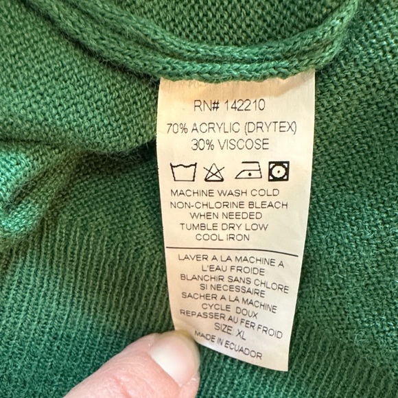 Mer Sea Court Green & White Striped Short Sleeve Crew Neck Sweater size XL - Picture 12 of 12